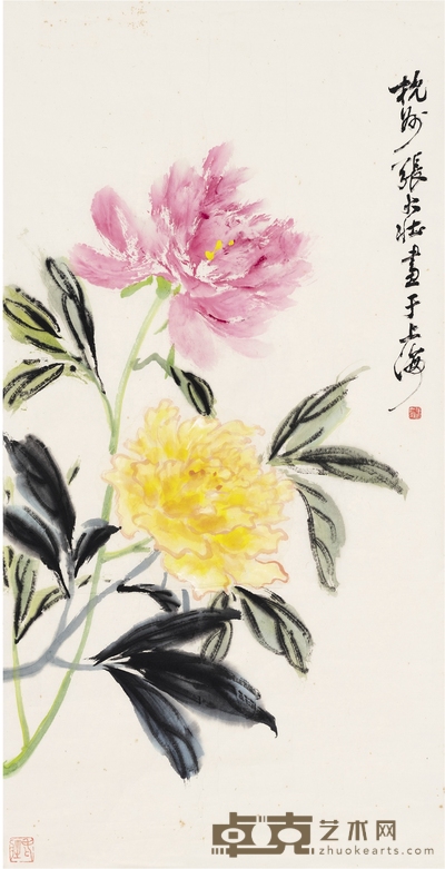 张大壮 芍药图 68×34cm