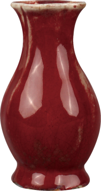 清.中期红釉海棠瓶