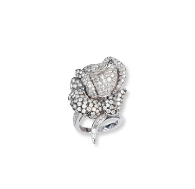 Picchiotti设计“Rose 玫瑰”金镶钻石戒指