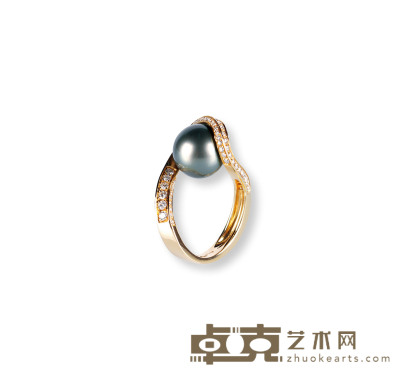 Gilberto Preda设计“Nastri 舞动”金镶黑珍珠钻石戒指 