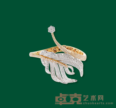 Andrea Raselli设计“Plume 羽毛”金镶钻石手镯