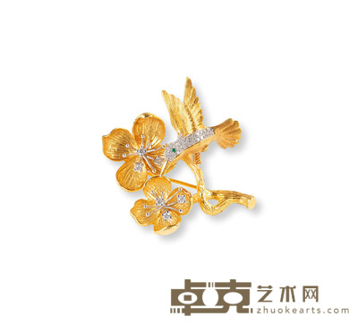 金镶钻石花朵胸针