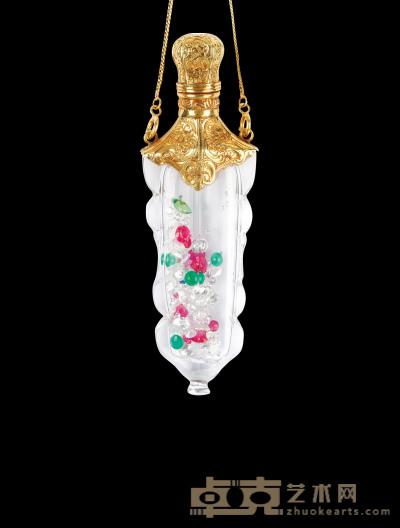 19世纪拿破仑三世时期 金镶水晶嗅盐瓶 