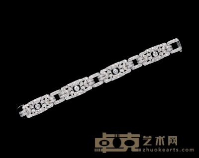 Artdeco 时期 铂金钻石手链 