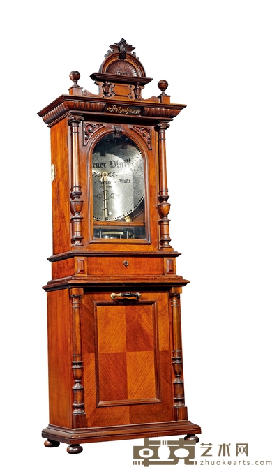 十九世纪制 德国Polyphon圣杯饰定制音乐柜 长:68cm 宽:40cm
高:206cm