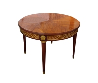 十九世纪制 路易十六风格桃花心木嵌铜鎏金小圆桌