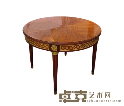十九世纪制 路易十六风格桃花心木嵌铜鎏金小圆桌 桌面直径：109cm
高：75cm