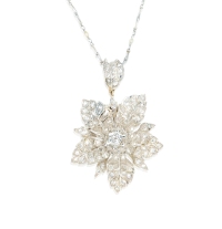 维多利亚时期 钻石镶嵌百合花朵造型吊坠
