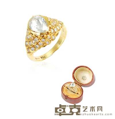 乔治时期 皇室定制钻石戒指 戒圈：约14
重量：约7.4g