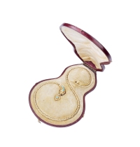 维多利亚时期 18K黄金镶嵌绿松石灵蛇项链附原盒