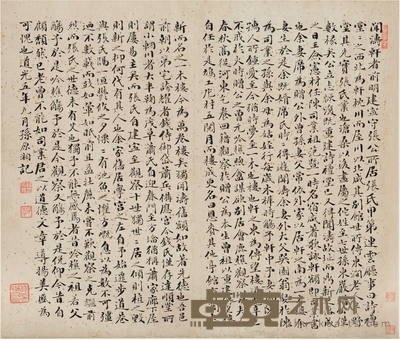 孙原湘(1760~1829) 楷书 为张鹿樵作《闻涛轩记》 27.5×32cm