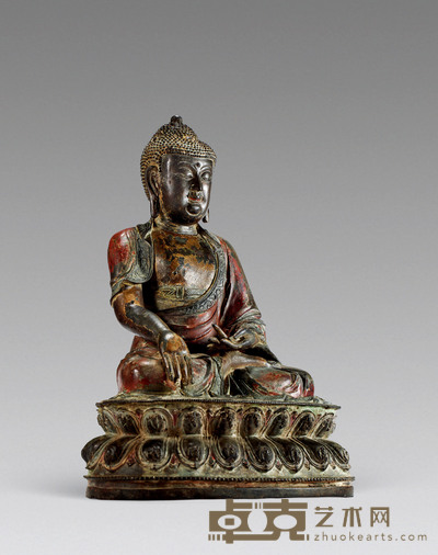 明成化•铜漆彩释迦牟尼坐像 高:39.5cm