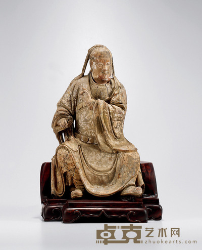 明•木胎关公坐像 高:46cm