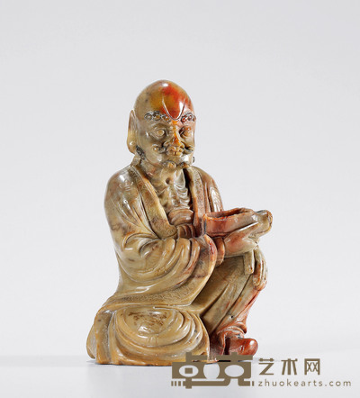 清•寿山石达摩坐像 高:10.2cm