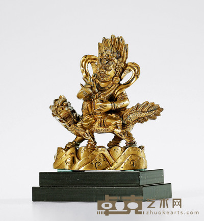 清•铜白财神像 高:7.2cm