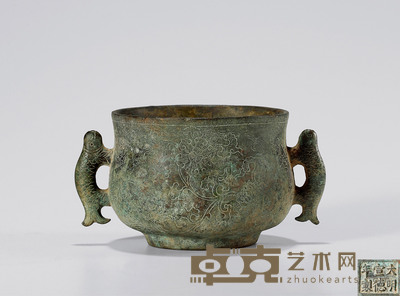 清早•『大明宣德年制』款鱼耳炉 口径:9.3cm 高:7cm 重:565克