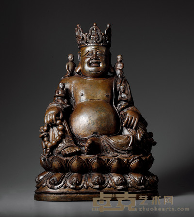 明•铜六子戏弥勒 高:35cm