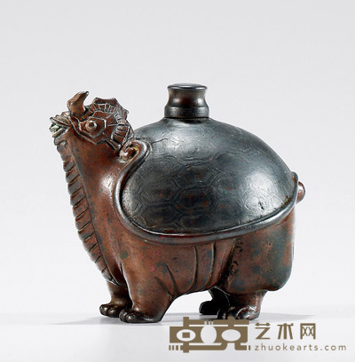 19世纪•铜错银神兽砚滴 高:8.6cm