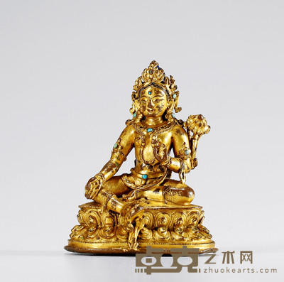 15世纪•铜鎏金嵌松石度母坐像 高：9.8cm