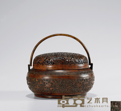 明末清初•『潘祥丰制』款螭龙宝相花纹手炉 口径：14.8cm 高：12cm 重：889克