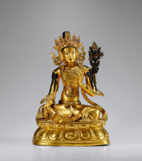 清•铜鎏金菩萨坐像