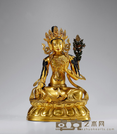 清•铜鎏金菩萨坐像 高：40.5cm