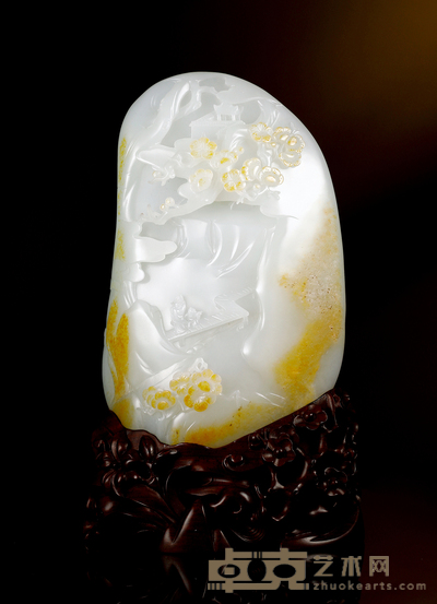顾铭 踏雪寻梅 白玉山子 154×99×43mm 重量:919g