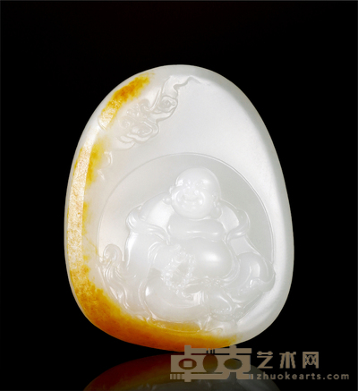侯晓锋 笑口常开 白玉挂件 45×37×8mm
重量：24.7g