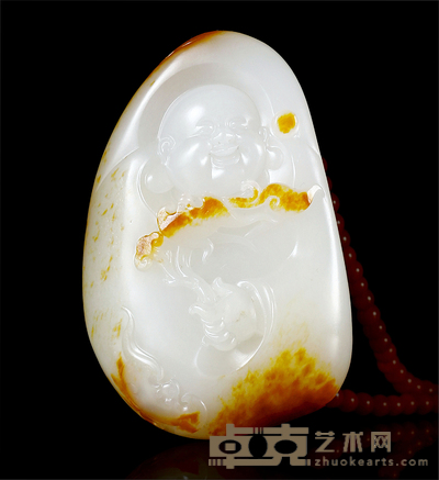 侯晓锋 佛引福至 白玉挂件 60×40×16mm
重量:61.8g