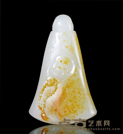 林金波 笑口常开 白玉挂件 50×32×13mm
重量：26.1g