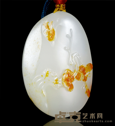 王金高 喜登高枝 白玉挂件 42×28×13mm
重量：24.5g