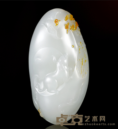 王金高 欢天喜地 白玉挂件 65×34×23mm
重量：70g