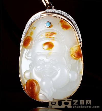 项高权 欢喜财神 白玉挂件 43×31×13mm
重量:28.1g