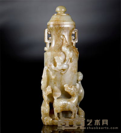 清·白玉雕风云际会纹瓶 220×84×56mm