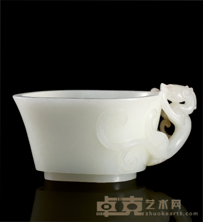 白玉雕螭龙纹杯 110×73×62mm