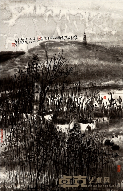 曾 宓 陆游诗意图 69×44.5cm