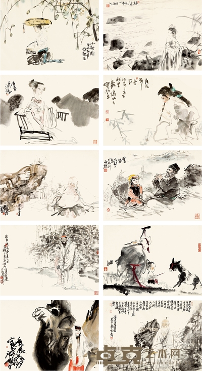 吴山明 尉晓榕 等 十家“艺海拾贝”人物册 49.5×69cm×10