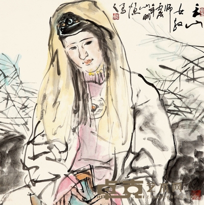 吴山明 天山女教师 68×67.5cm