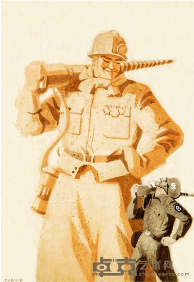 米 谷 “来较量一下吧”漫画原稿一帧 53.5×38cm