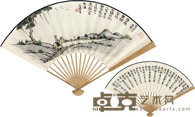 丰子恺 策马归乡图·书法 49.5×16.5cm