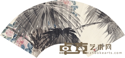 李上达 蕉叶牡丹图 68.5×23cm