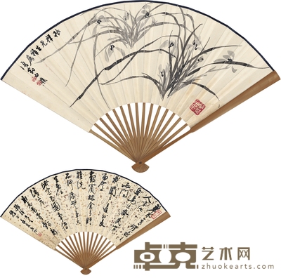 白 蕉 浦 泳 墨兰图·行书七言诗 48×18.5cm