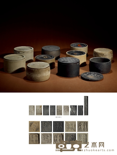 清·李秀芳、李焕章制蟋蟀盆一组十件 1.高:6cm直径:11.4cm
2.高:6.5cm直径:11.7cm
3.高:6.6cm直径:12cm
4.高:6.9cm直径:11.3cm
5.高:7cm直径:11.6cm
6.高:7cm直径:11.8cm
7.高:7cm直径:12cm
8.高:7.4cm直径:11.6cm
9.高:7.6cm直径:12cm
10.高:7.7cm直径:11.5cm