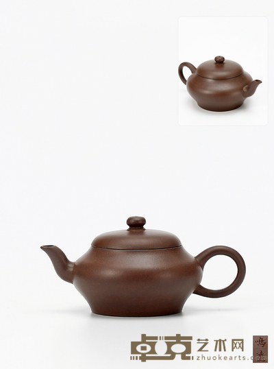 清早期·鸣远款紫泥扁灯壶 高5.9cm 长12.8cm 容量130ml