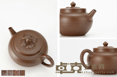 当代·马璟辉制紫泥菱花玉带壶 高7.2cm 长12.3cm 容量200ml
