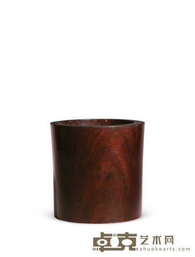 清·紫檀笔筒 高:16cm直径:16cm