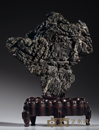 明·英石供石摆件 带座高:43cm宽:31.5cm
