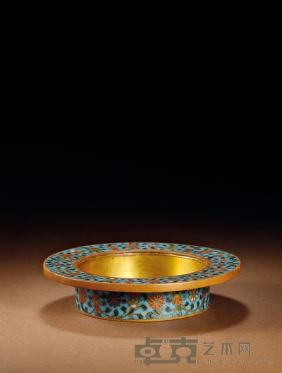 明·掐丝珐琅十字金刚杵纹折沿盆 高:3.4cm直径:15.2cm