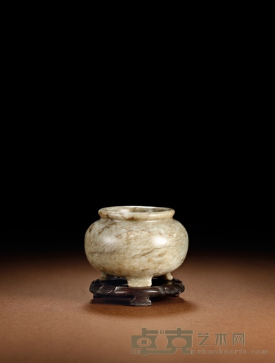 明·玉琴炉 带座高:4.8cm高:3.9cm口径:4cm