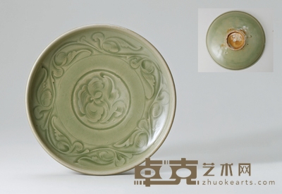 耀州窑青釉刻花盘 高:3.6cm直径:18.3cm